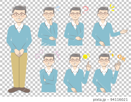 老人穿著休閒服，面部表情各異，上身 94116021