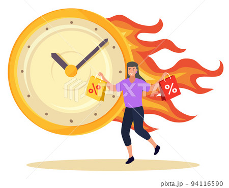 Hot Sale Shopper with Shopping Bags and Clock 94116590