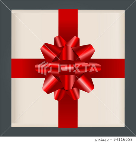 Square Present Box Tied with Ribbon and Big Bowのイラスト素材 [94116658] - PIXTA