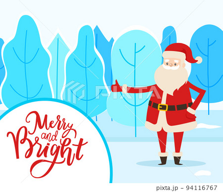 Santa in Winter Park, Merry and Bright Vector 94116767