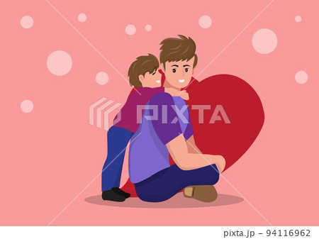 Happy father and son character vector illustration - love, bonding, father-son concept. Happy father and son character vector illustration - love, bonding, father-son concept. 94116962