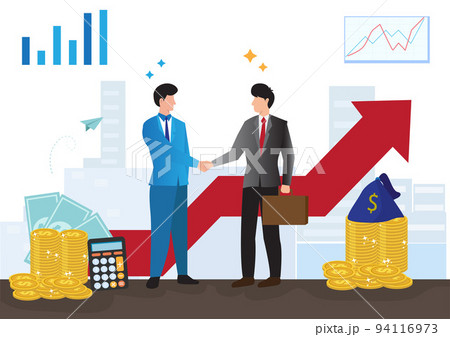 business people shaking hands as a sign of finding solutions and progress working together business concept illustration business people shaking hands as a sign of finding solutions and progress working together business concept illustration 94116973