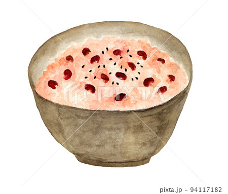 手描き水彩の赤飯イラスト 手描き水彩の赤飯イラスト 94117182