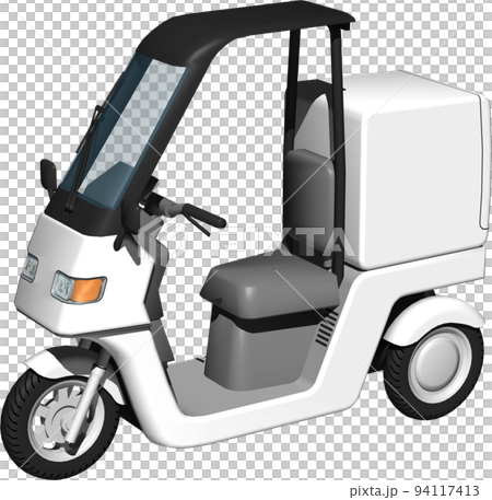 用於送貨的白色三輪車送貨自行車的插圖背景透明圖像。 94117413