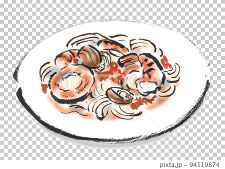 海鮮麵食手繪插畫 94119874