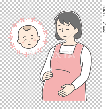 お腹を撫でている妊婦さん お腹を撫でている妊婦さん 94120900