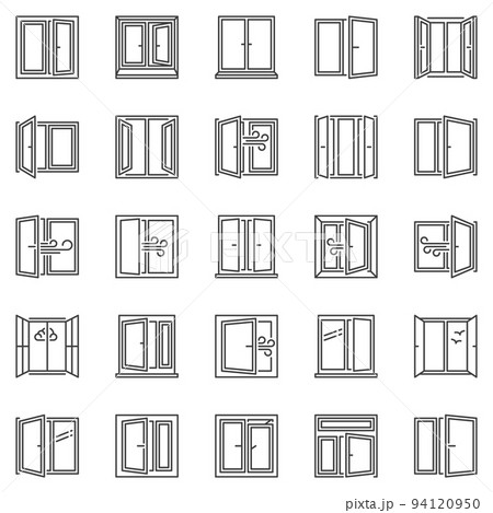 Windows outline icons set. Window concept symbols collection 94120950