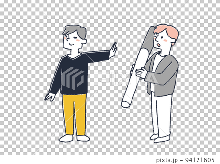 A man who refuses an invitation to smoke People who have overcome the temptation to smoke 94121605