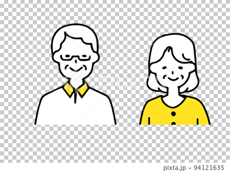 簡單的微笑老人和老婦夫婦圖標 94121635