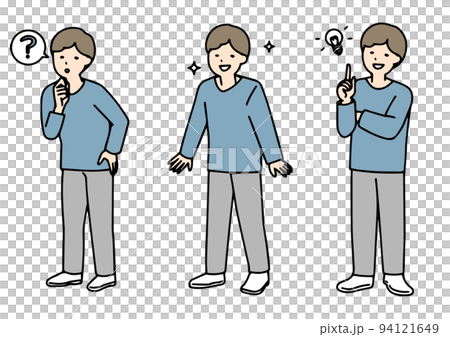 Full-body illustration of a man in a casual style Variations of facial expressions 94121649