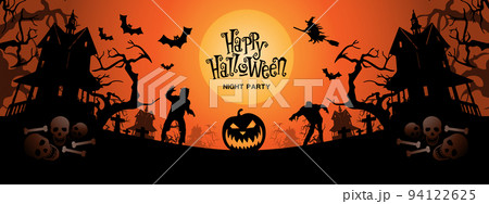 Happy Halloween black orange holiday night party celebration festival vector 94122625