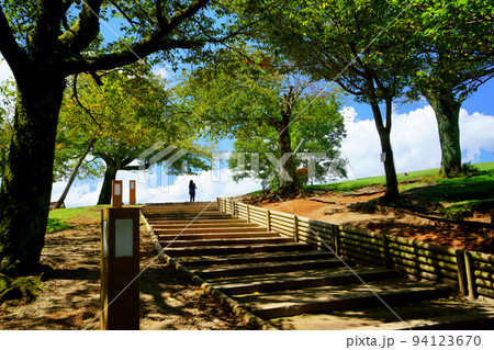 秋の爽やかな若草山山頂・山頂への道 94123670