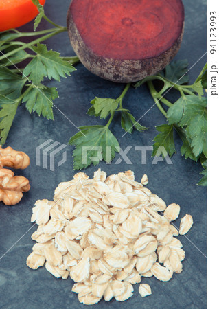 Natural healthy vegetables good for hypertension and diabetes, nutritious eating concept 94123993