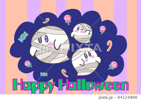 包帯で巻かれたオバケの家族　ハロウィン　イラスト 94124800