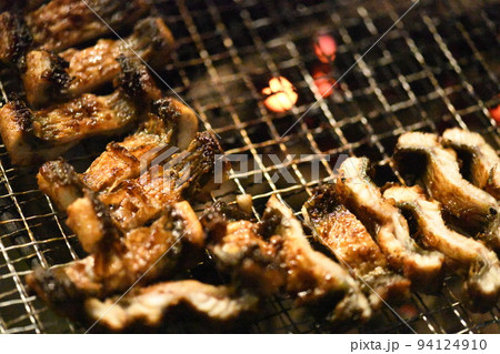 cooking grilled food charcoal fire broiled eels 94124910