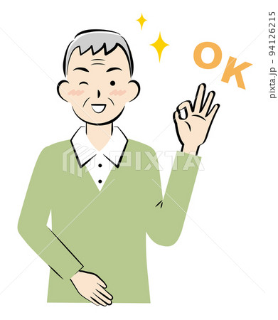 OKサインを出す私服の高齢の男性 94126215