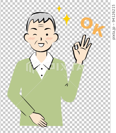 OKサインを出す私服の高齢の男性 94126215