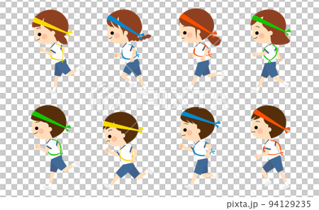 孩子們穿著運動服跑步 94129235