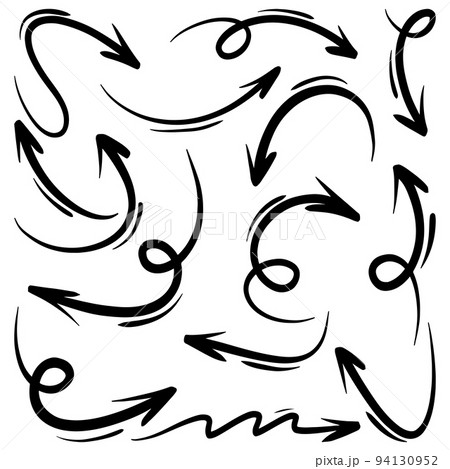 Set of Hand drawn vector arrows doodle on white background. design element vector illustration. Set of Hand drawn vector arrows doodle on white background. design element vector illustration. 94130952