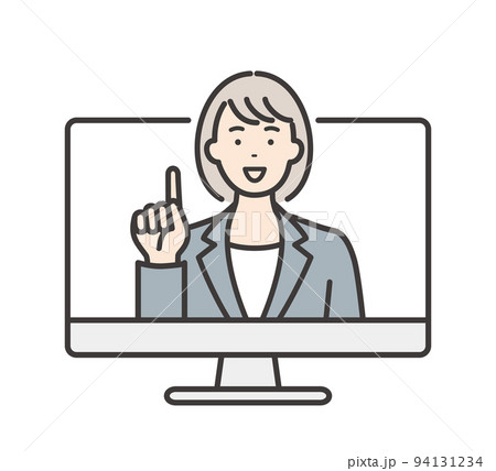 オンラインセミナー　パソコンと若い女性講師 94131234