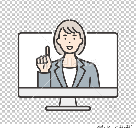 オンラインセミナー　パソコンと若い女性講師 94131234