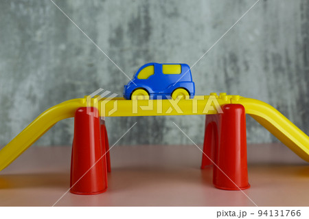 Multi-colored plastic constructor track with cars for children Multi-colored plastic constructor track with cars for children 94131766