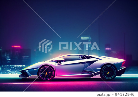 Bangkok, Thailand, 08.08.2022: Lamborghini luxury super car for fast sports on premium lighting background. 3D illustration. 94132946