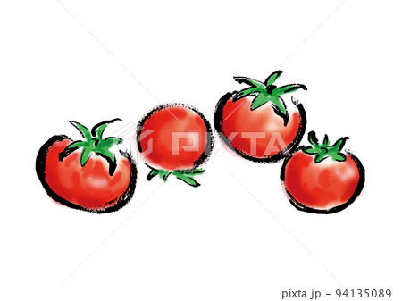ミニトマトの手描きイラストのイラスト素材