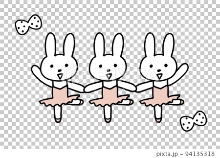 Rabbits holding hands and dancing ballet Rabbits holding hands and dancing ballet 94135318