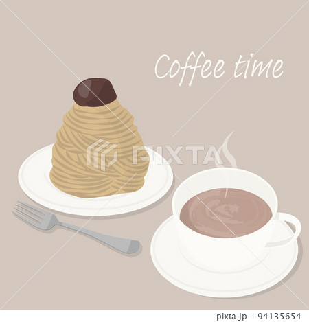 カフェオレとモンブランケーキ 94135654