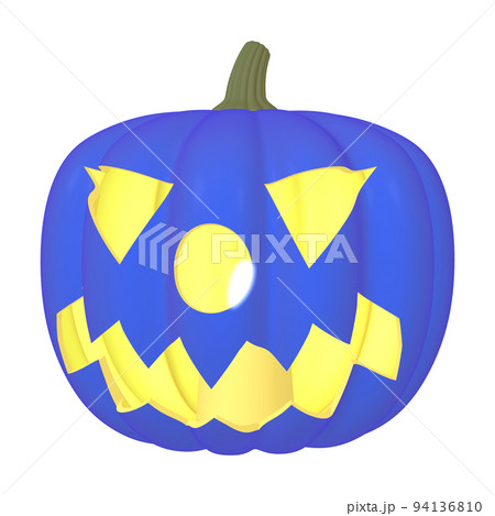 ハロウィンのイラスト素材 カボチャのお化け(E_1) 青 発光 ハロウィンのイラスト素材 カボチャのお化け(E_1) 青 発光 94136810