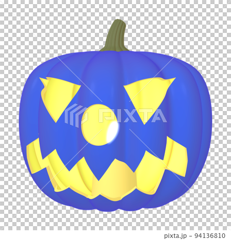 ハロウィンのイラスト素材 カボチャのお化け(E_1) 青 発光 ハロウィンのイラスト素材 カボチャのお化け(E_1) 青 発光 94136810