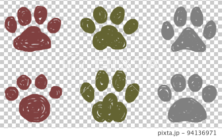 Cute paw illustrations of dogs and cats drawn by hand Cute paw illustrations of dogs and cats drawn by hand 94136971