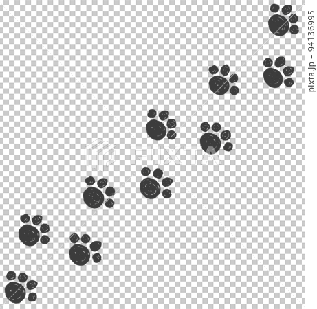 犬や猫の動物が歩いた肉球の足跡 犬や猫の動物が歩いた肉球の足跡 94136995