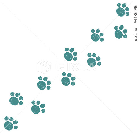 犬や猫の動物が歩いた肉球の足跡 94136996