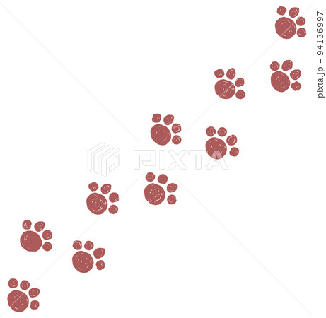 犬や猫の動物が歩いた肉球の足跡 94136997