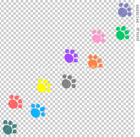 犬や猫の動物が歩いた肉球の足跡 犬や猫の動物が歩いた肉球の足跡 94136998
