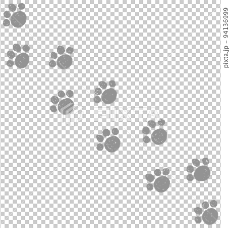 犬や猫の動物が歩いた肉球の足跡 94136999
