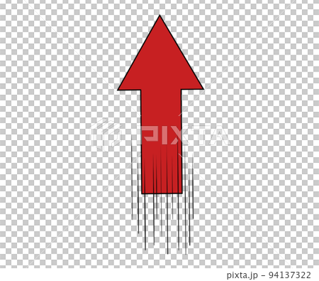 A red arrow with a sense of speed 94137322