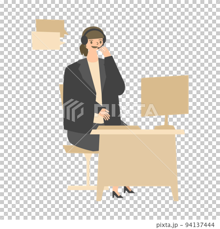 Illustration of a woman working in a call center Illustration of a woman working in a call center 94137444