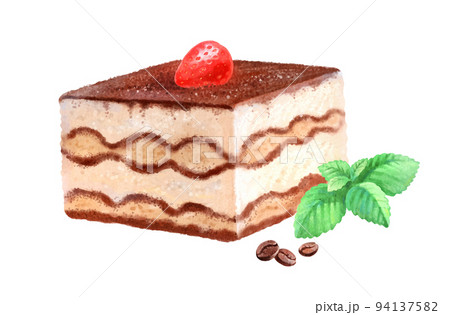 Watercolor isolated illustration of Tiramisu Watercolor isolated illustration of Tiramisu 94137582