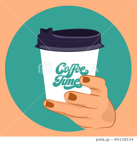 Coffee Business Concept-Female barista making coffee and serving a paper cup of hot coffee in cafe. Hand drawn in thin line style, vector illustrations. Vector illustration 94138534