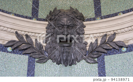 Fountain in the building of The Castle Garden Bazaar. Budapest. 94138971