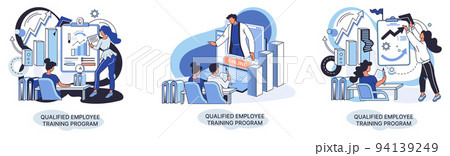 Qualified employee training program. Refresher course. Help in professional development, education metaphor Qualified employee training program. Refresher course. Help in professional development, education metaphor 94139249