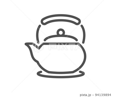 Teapot line icon. Hot drink sign. Fresh beverage in kettle symbol. Quality design element. Linear style teapot icon. Editable stroke. Vector 94139894