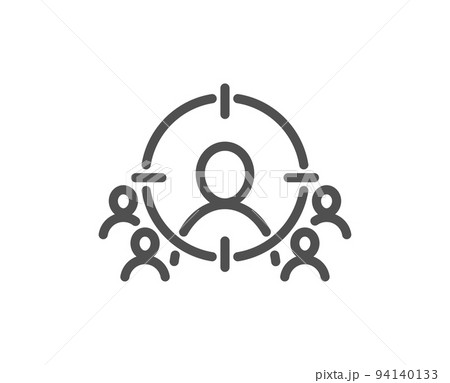 Business targeting line icon. Marketing target strategy symbol. Aim with people sign. Quality design element. Linear style business targeting icon. Editable stroke. Vector 94140133