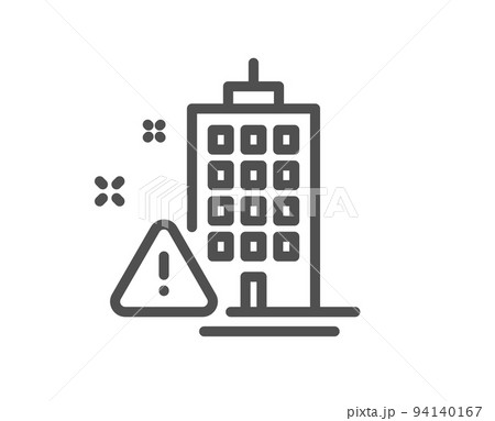 Building construction warning line icon. Attention triangle sign. Caution house symbol. Quality design element. Linear style building warning icon. Editable stroke. Vector Building construction warning line icon. Attention triangle sign. Caution house symbol. Quality design element. Linear style building warning icon. Editable stroke. Vector 94140167