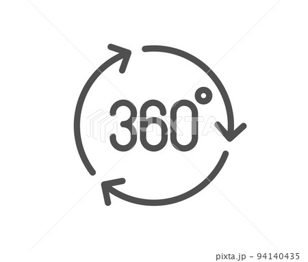 360 degree line icon. VR technology simulation sign. Panoramic view symbol. Quality design element. Linear style 360 degree icon. Editable stroke. Vector 94140435