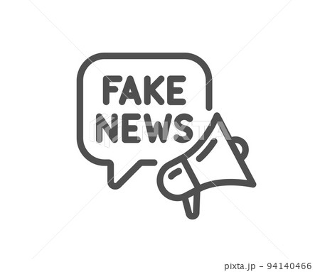 Fake news line icon. Propaganda conspiracy chat sign. Wrong truth megaphone symbol. Quality design element. Linear style fake news icon. Editable stroke. Vector 94140466