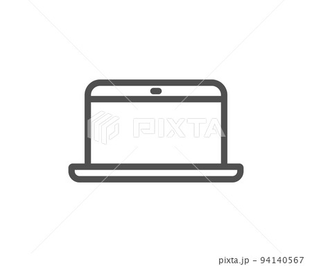 Laptop computer icon. Notebook sign. Portable personal computer symbol. Quality design element. Linear style laptop icon. Editable stroke. Vector 94140567